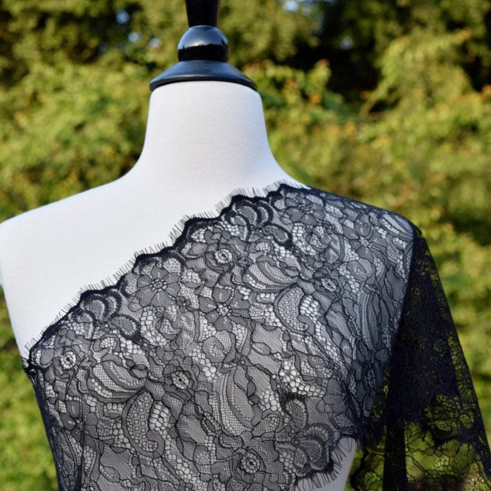 French Chantilly Lace Trim Black