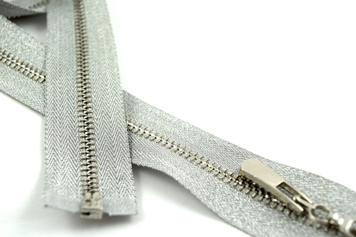 Metallic Silver Open-End Zipper 30 Inch #5