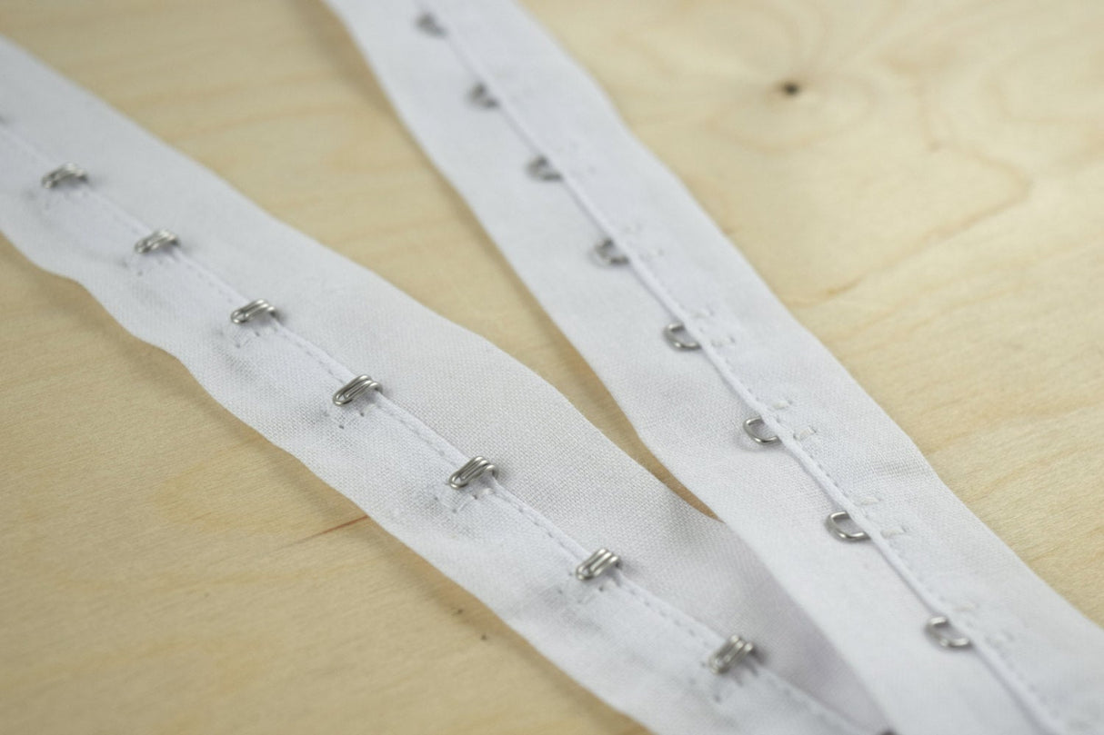 Hook and Eye Tape White Cotton Polyester
