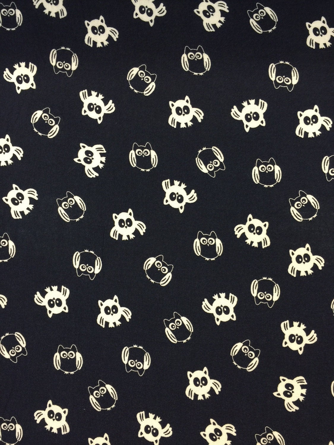 Rayon Challis Owl Print Navy Blue