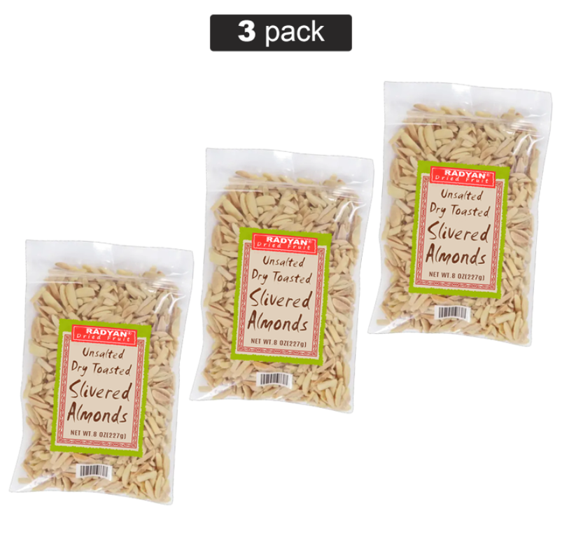 Radyan Pure & Natural Unsalted Dry Toasted Slivered Almonds (8 oz)