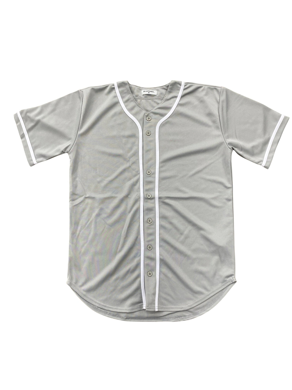 Baseball Jersey 100 Percent Polyester Fabric - Grey Button Down Jersey (1 Piece)