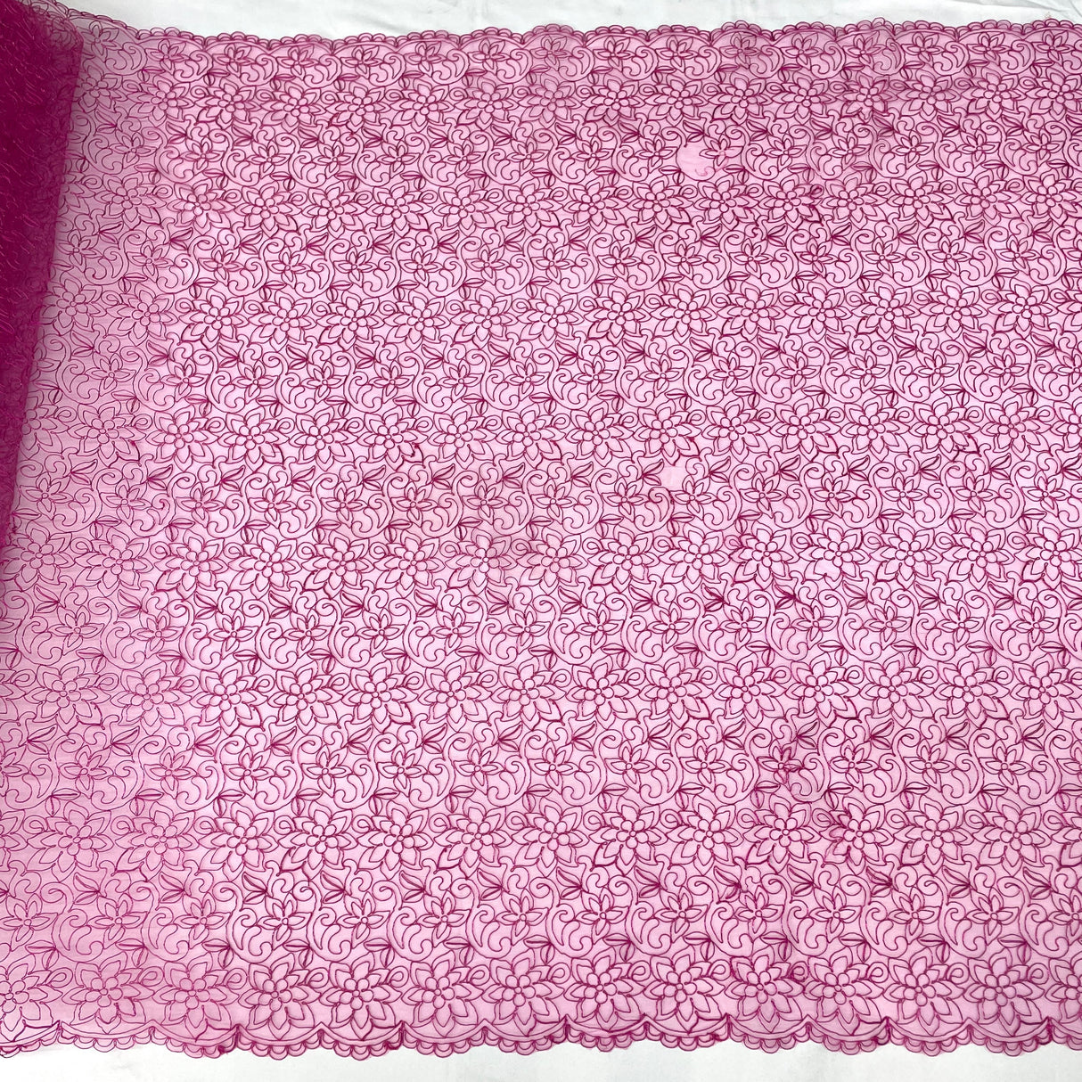 Corded Bridal Lace Fabric 54" Polyester Net Mesh