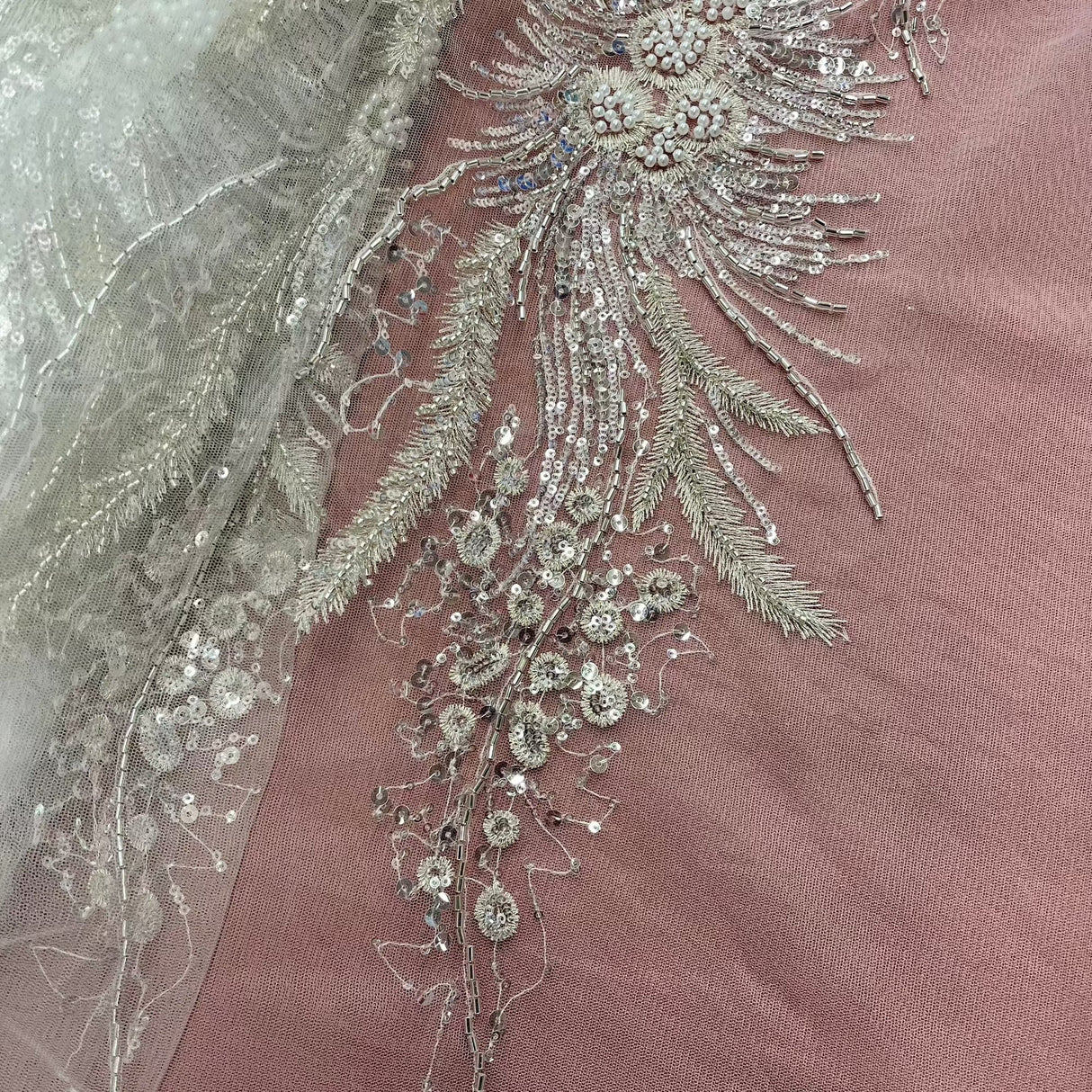 Beaded Embroidered Lace Fabric