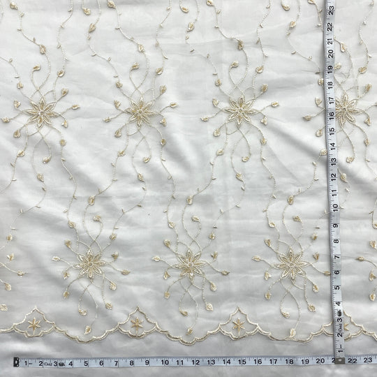 1 Yard Beaded Lace Fabric Embroidered 100 Percent Polyester Net Mesh 50 inch Width