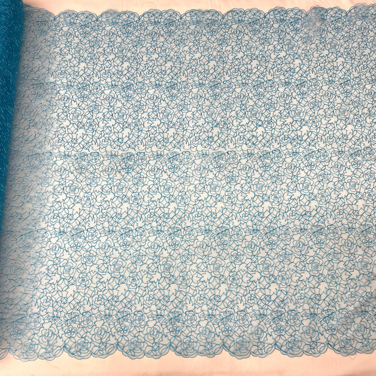 Corded Bridal Lace Fabric Embroidered Net Mesh