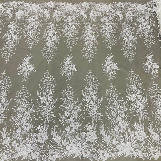 Beaded Lace Fabric Embroidered on 100% Polyester Net Mesh – Lace USA