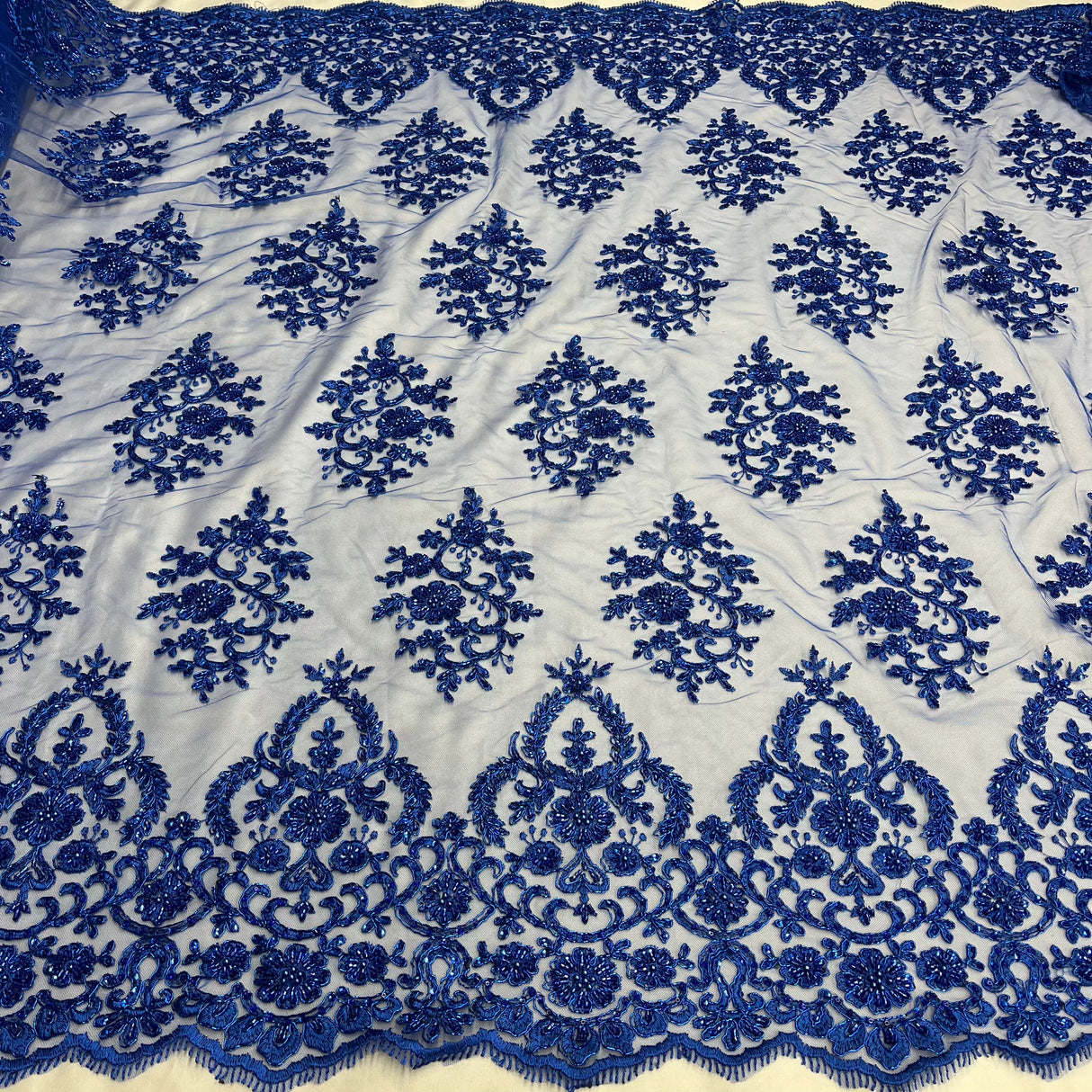 Beaded Corded Bridal Lace Mesh