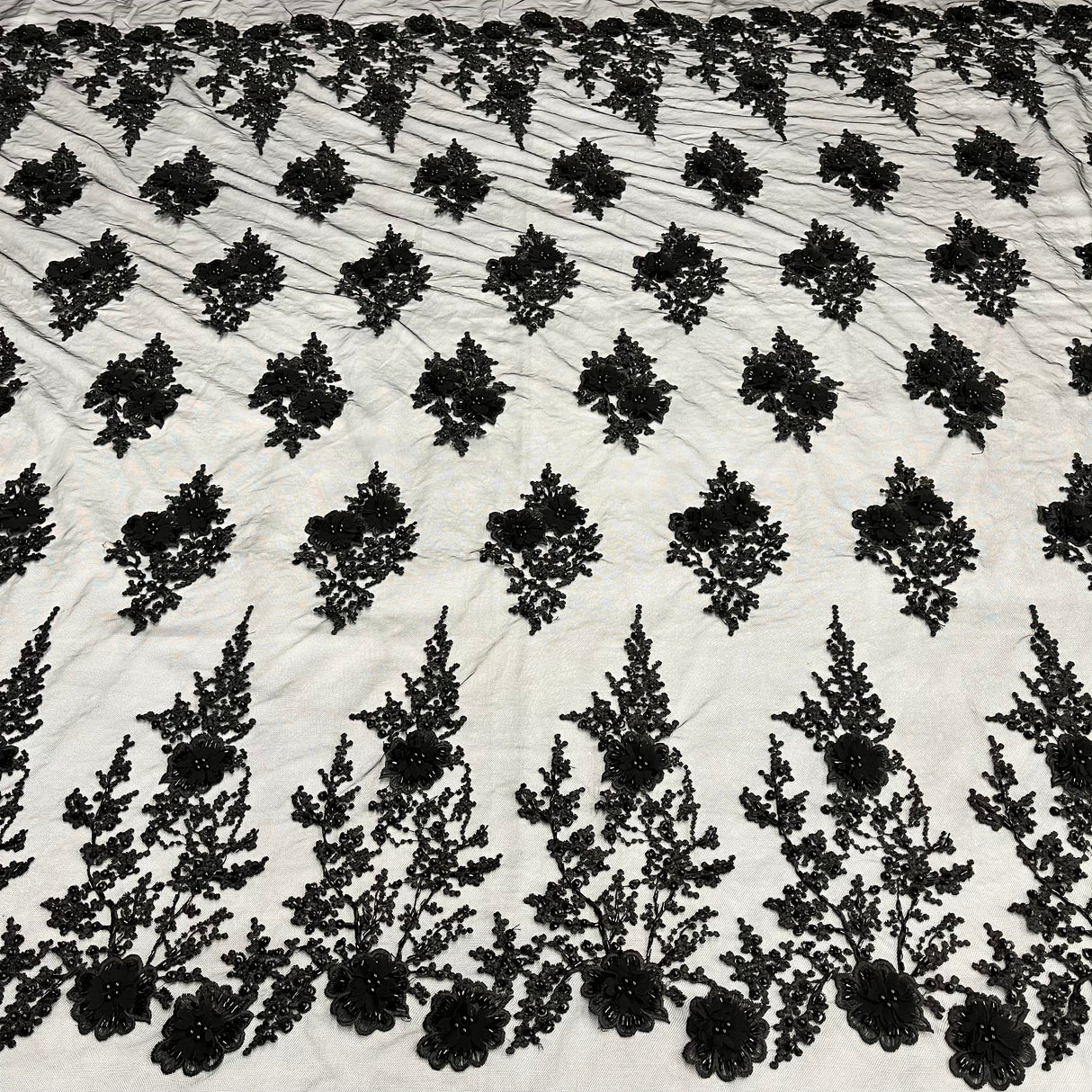 Beaded 3D Floral Lace Fabric 52" Wide