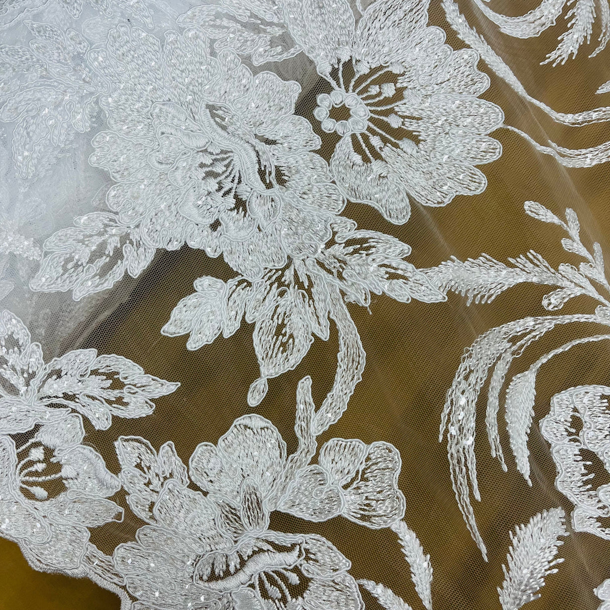 Sequined Corded Bridal Lace