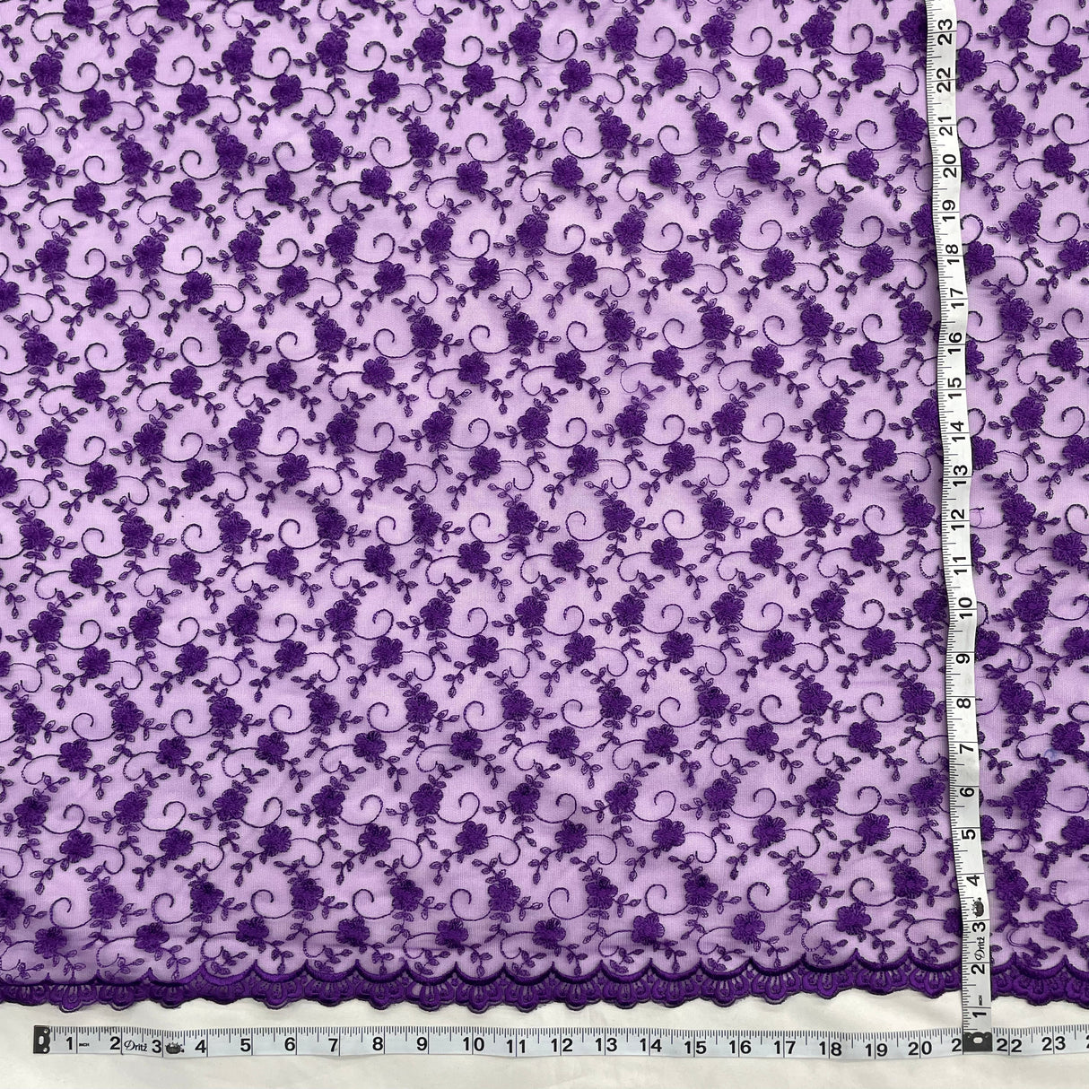 Embroidered Lace Mesh in Lt. Blue and Purple