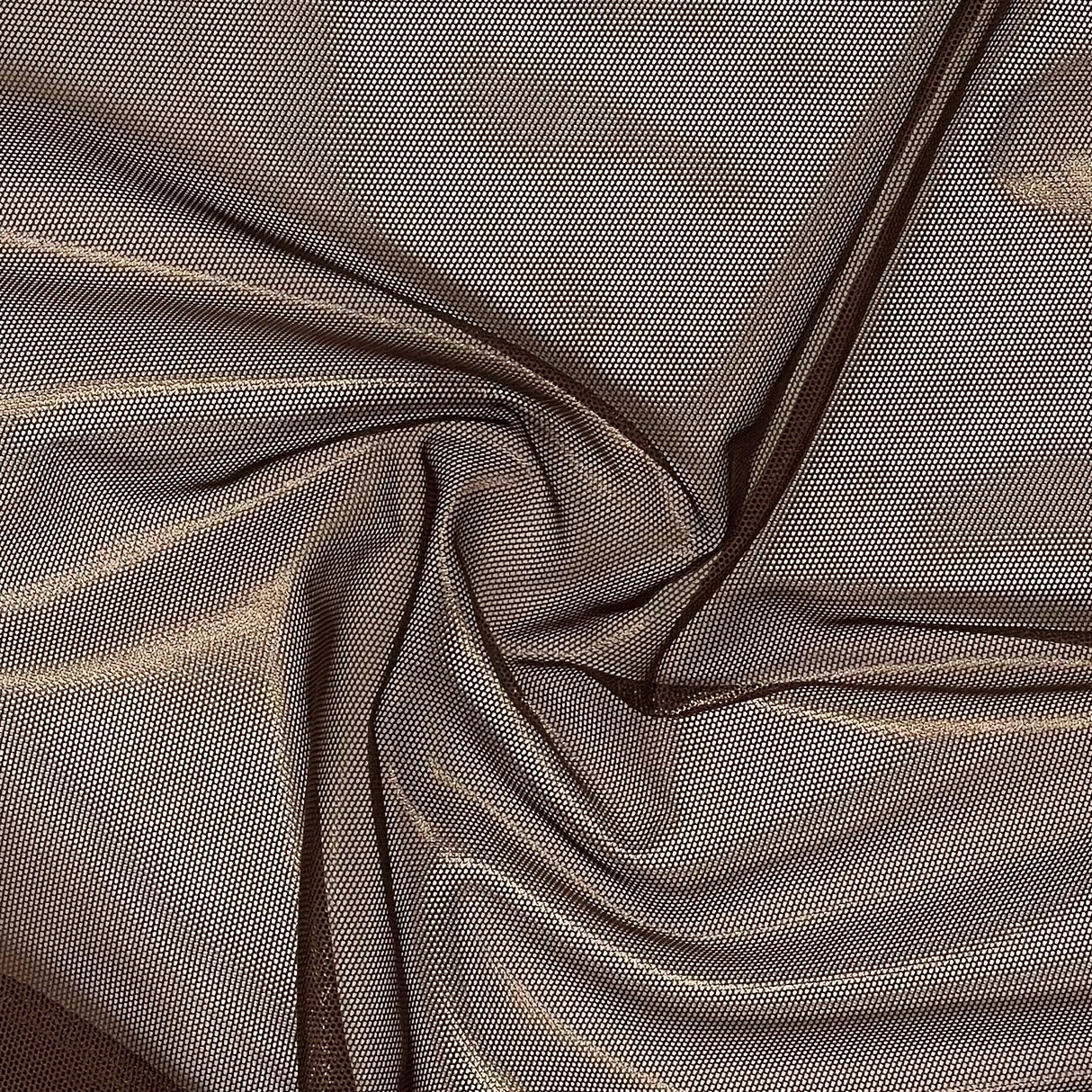 Ultrasheen Foiled Power Mesh Polyester Fabric - All-Over Foil, 4-Way Stretch, 56" Width (1 Yard)