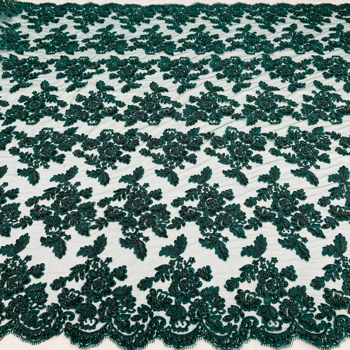 Beaded Corded Bridal Lace Fabric