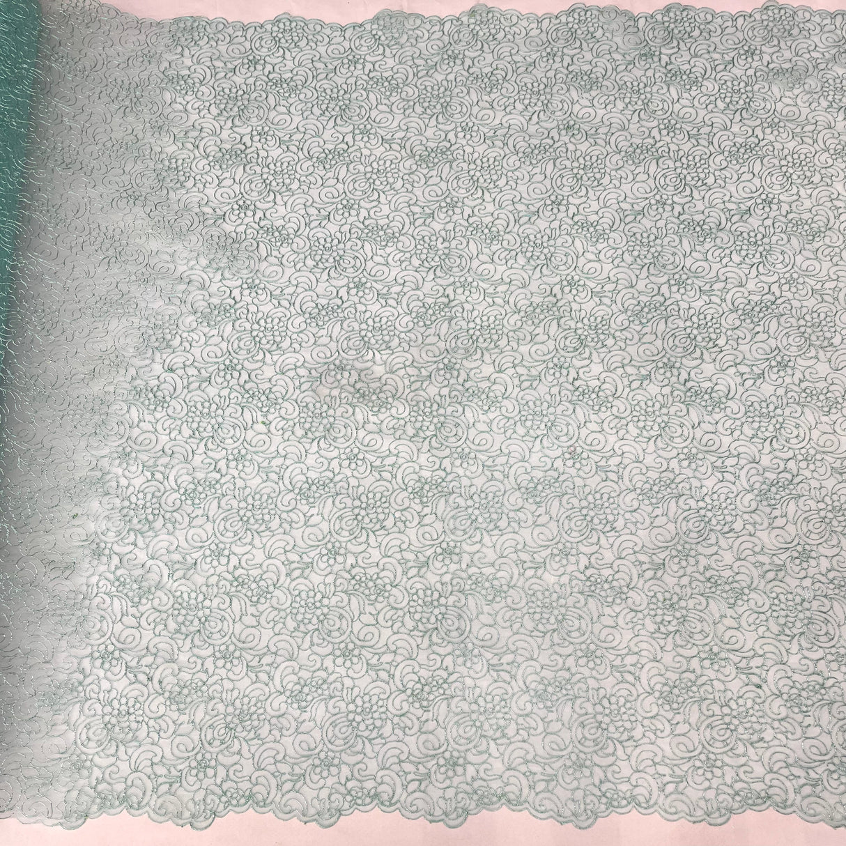 Embroidered Lace Turquoise Mesh