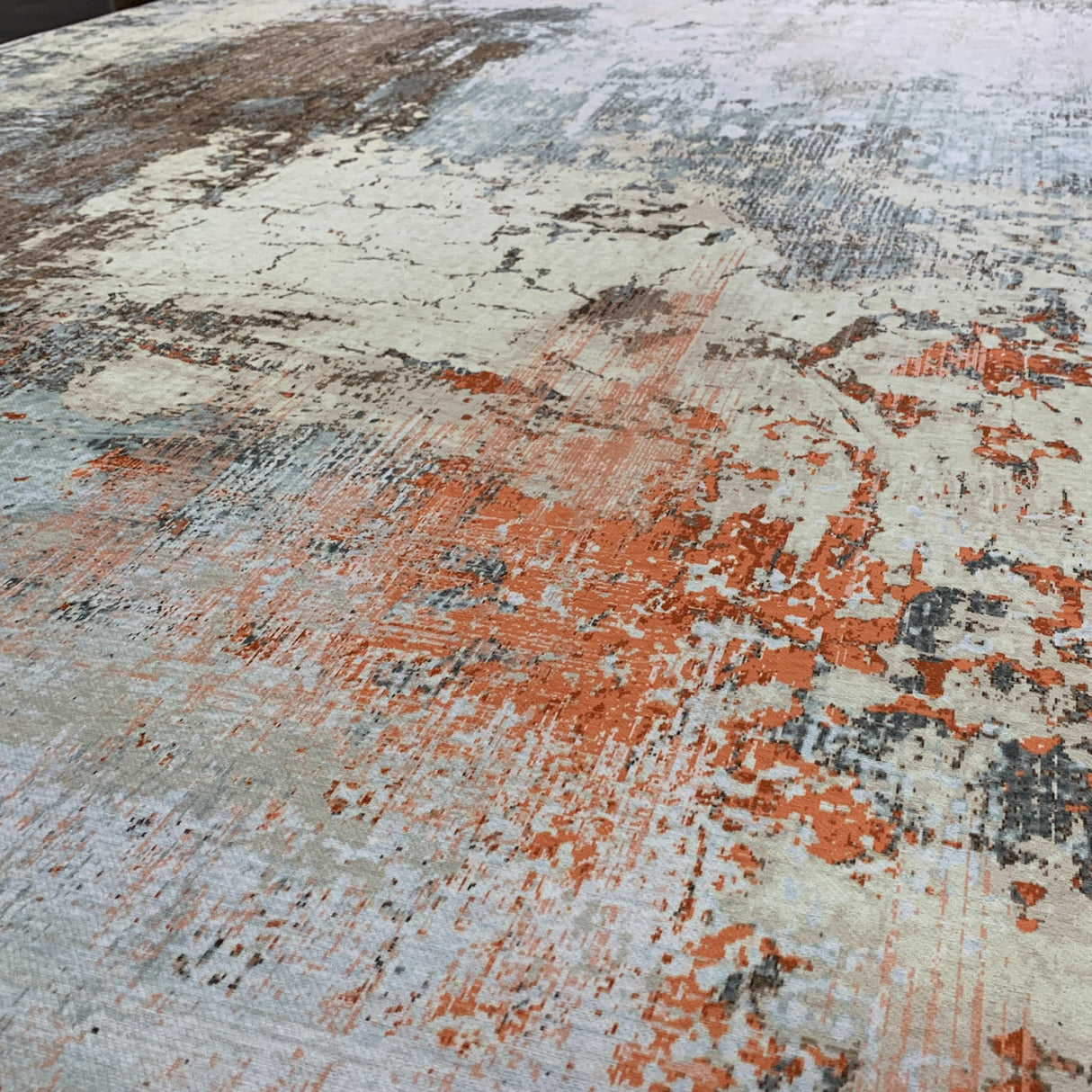 Vintage Rusty Print Style Printed Rug - Orange Brown Beige, Rust, 7'6" X 10'3" (1 Piece)