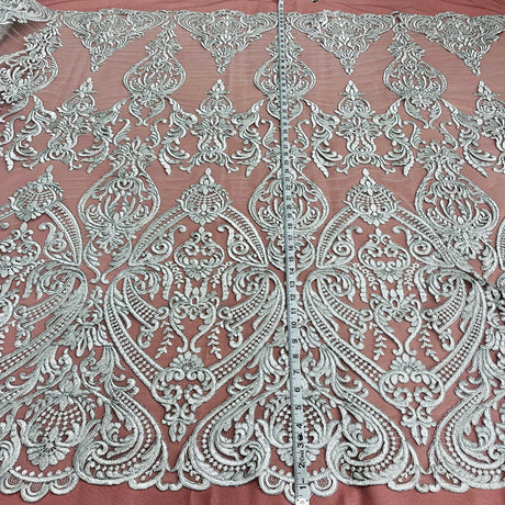 1 Yard Deluxe Corded Bridal Lace Fabric White
