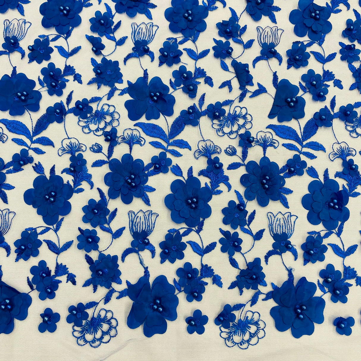 Beaded 3D Floral Lace Fabric 49"