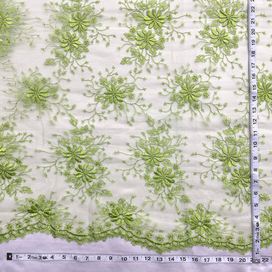 1 Yard Floral Embroidered Lace Fabric for Bridal Evening Gowns 52 inch Width