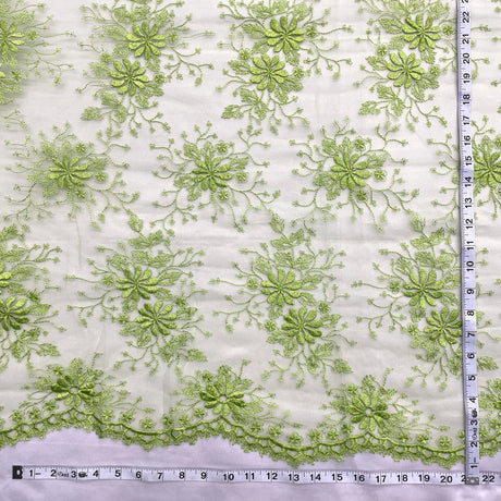 1 Yard Floral Embroidered Lace Fabric for Bridal Evening Gowns 52 inch Width