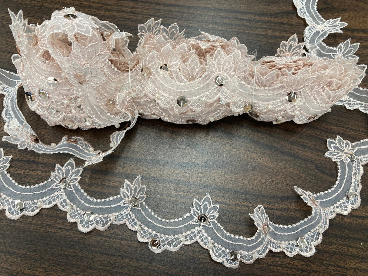 Beaded Lace Trimming on Organza
