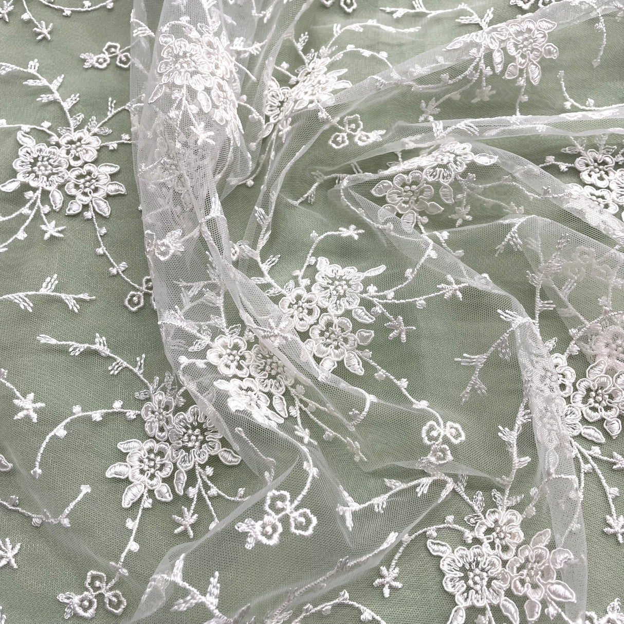 Corded Bridal Lace Fabric 100% Polyester Net Mesh 52"
