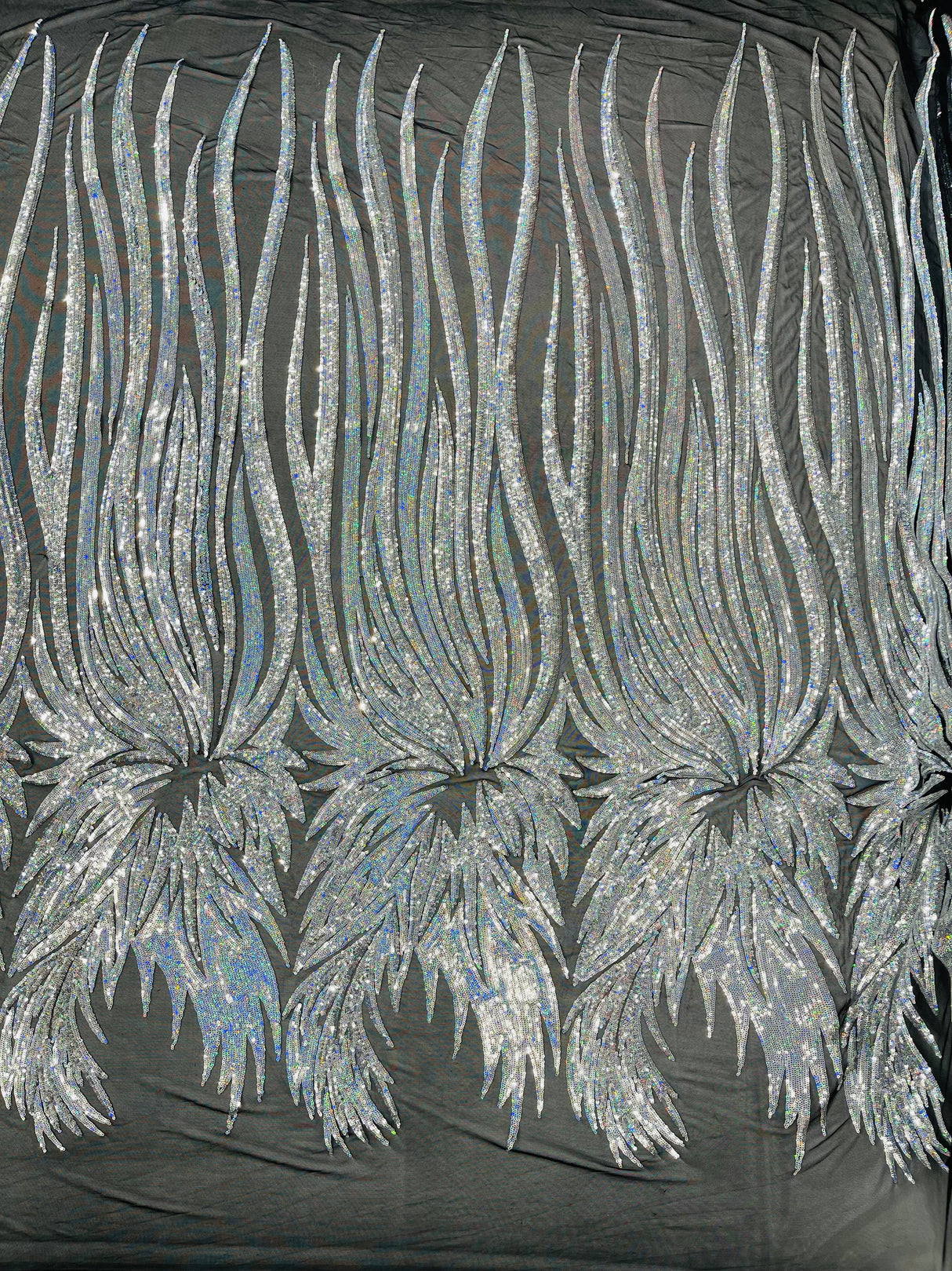 Wing Sequin Polyester Fabric - Angel Wing Sequin Mesh, 54" Width (1 Yard)