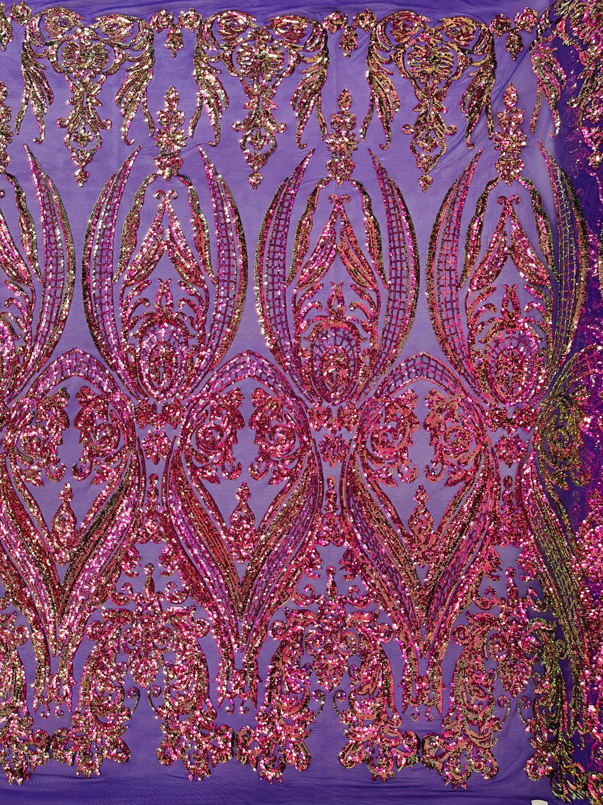 Big Sequin Damask Polyester Fabric - Damask Sequin Mesh, 54" Width (1 Yard)