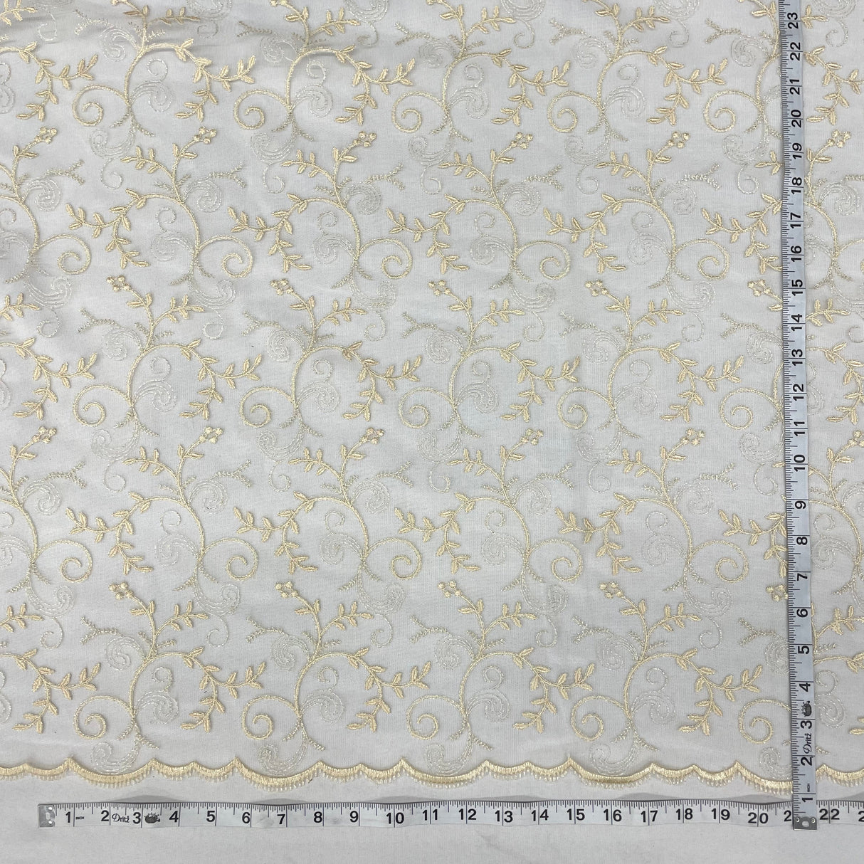 Embroidered Lace Polyester Fabric - Floral Mesh, 52" Width (1 Yard)