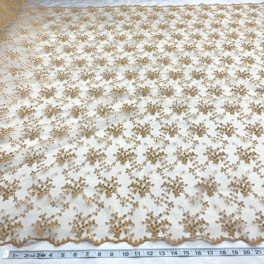 1 Yard Silver Beaded Lace Fabric Embroidered on Polyester Net Mesh for Couture Wedding and Evening Dresses – 53"