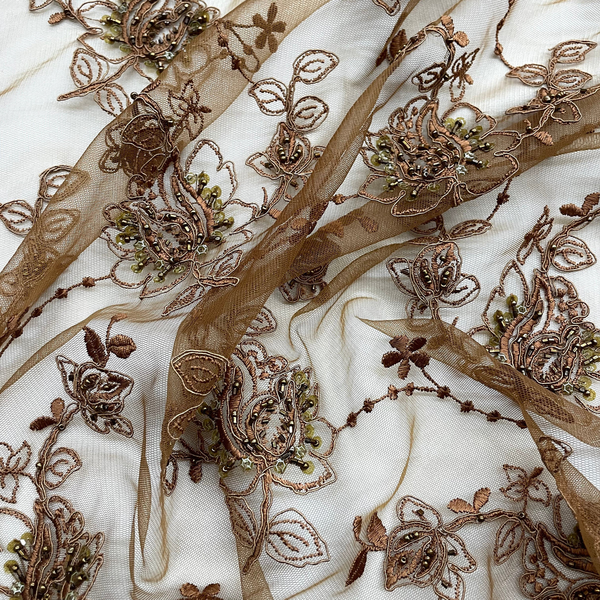 Beaded Corded Bridal Lace Fabric