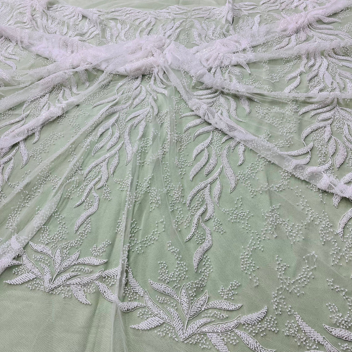 Beaded Corded Bridal Lace Fabric 58" Wide