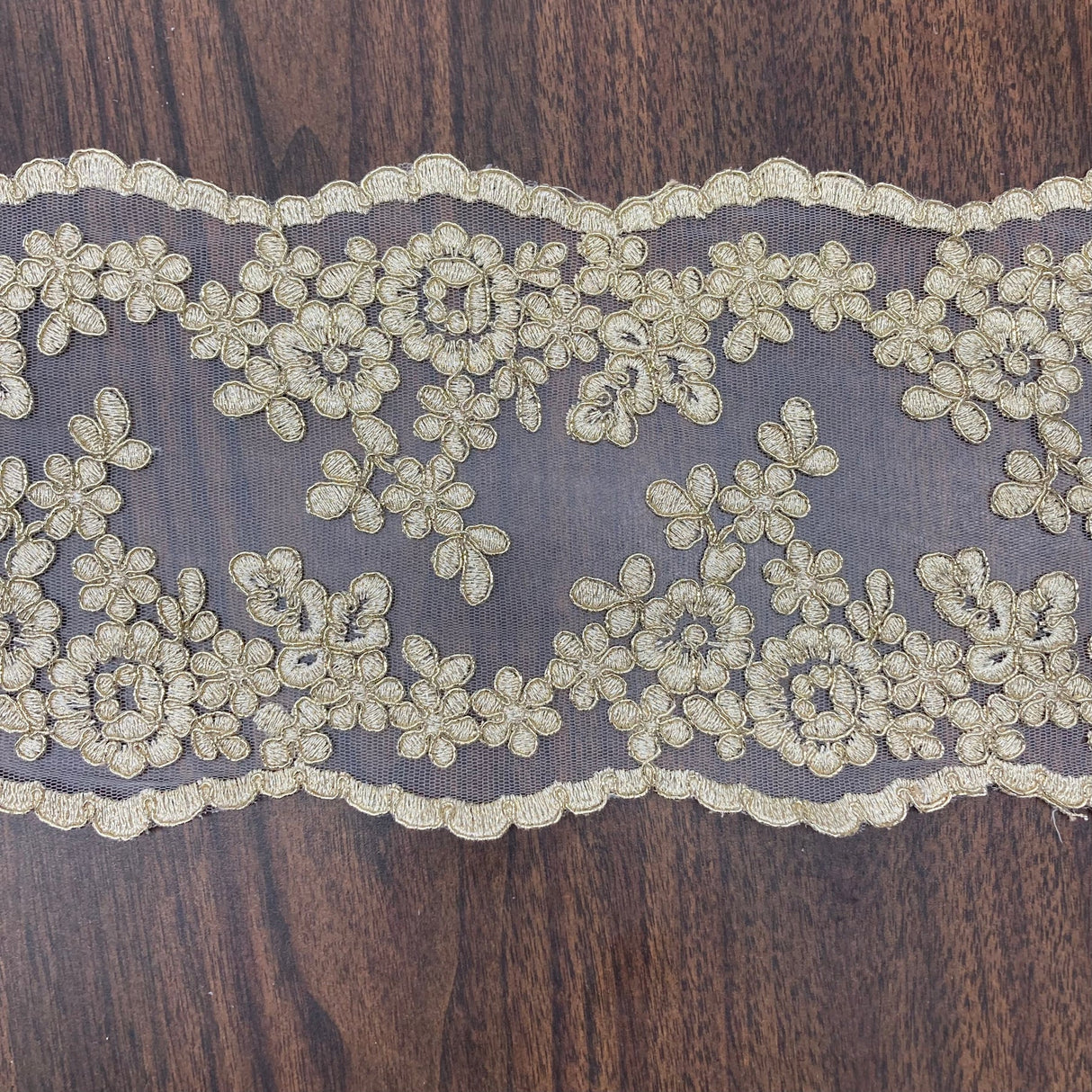 1 Yard Corded Double Sided Lace Trimming Embroidered on 100% Polyester Net Mesh 6″ Wide