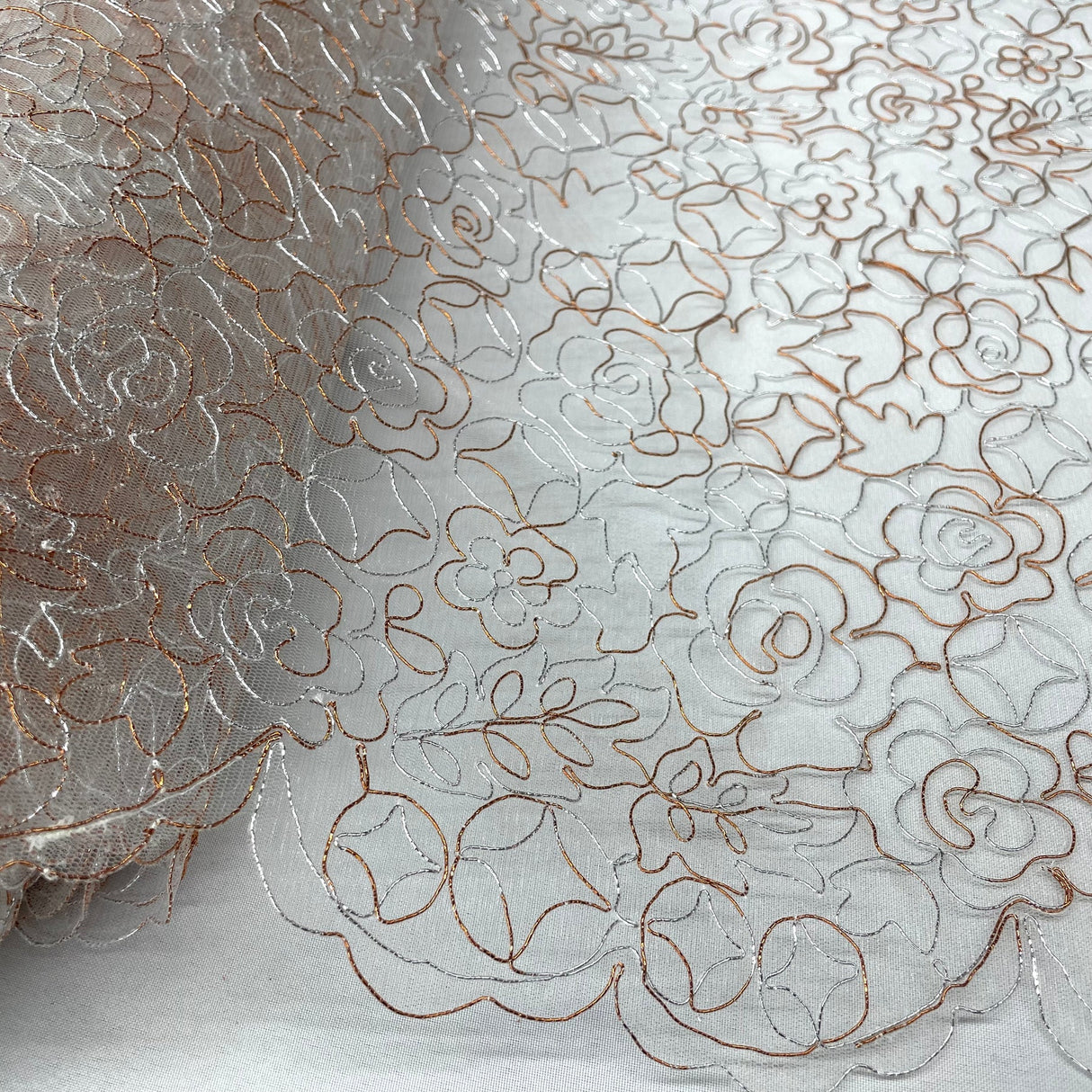 1 Yard Dark Brown Corded Bridal Lace Fabric Embroidered Polyester Net Mesh 53 Inch Width