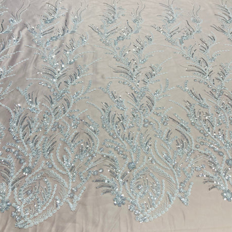 1 Yard Luxury Beaded Lace Fabric Embroidered on Polyester Net Mesh Width 51 Inches