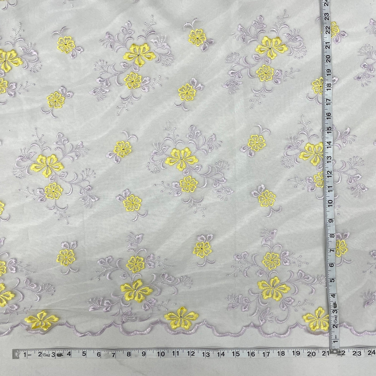 1 Yard Orange/Brown Beaded Lace Fabric Embroidered on Polyester Net Mesh 54 Inch Width