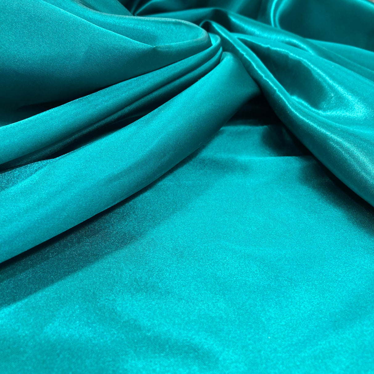 1 Yard Aqua Blue Charmeuse Medium Satin Lining Fabric 60 Inch Width