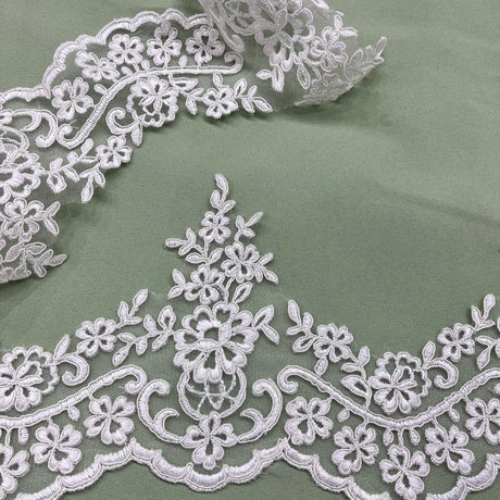 1 Yard Corded Lace Trim 6" Wide 100% Polyester Net Mesh for Gowns & Costumes