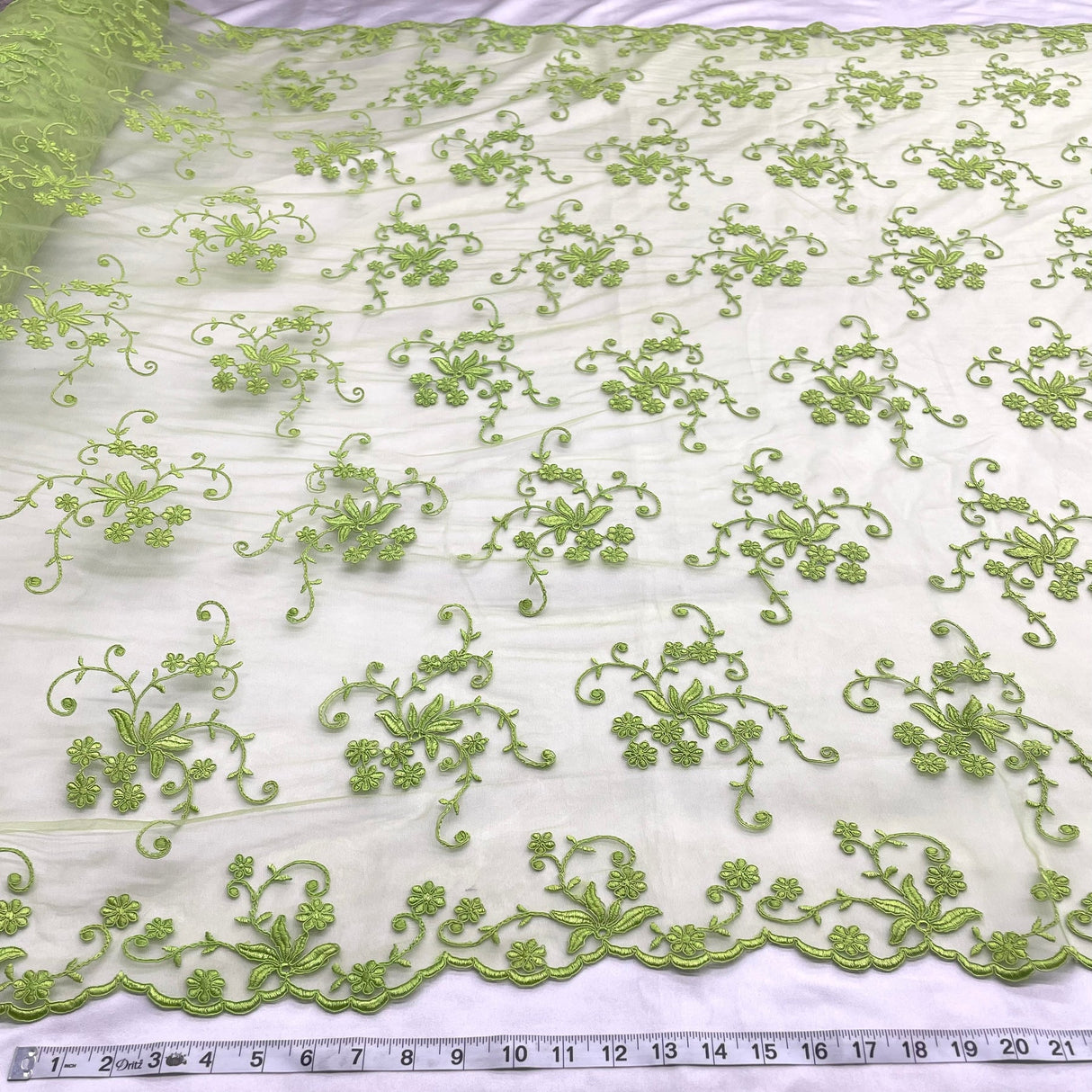 1 Yard Corded Bridal Lace Fabric Embroidered Elegant Net Mesh Wedding Dress 54" Width