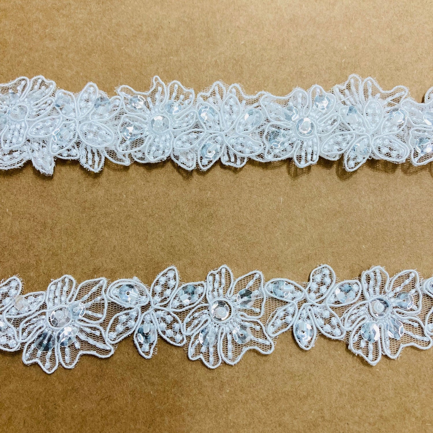 1 Yard Handmade Beaded and Corded Lace Trimming Embroidered on Polyester Net Mesh for Dresses 1.5 Inch Width