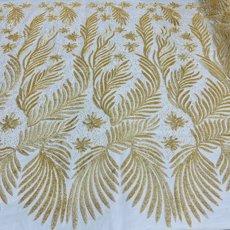 1 Yard Decorative Beaded & Corded Lace for Bridal and Formalwear 56" Wide Polyester Mesh