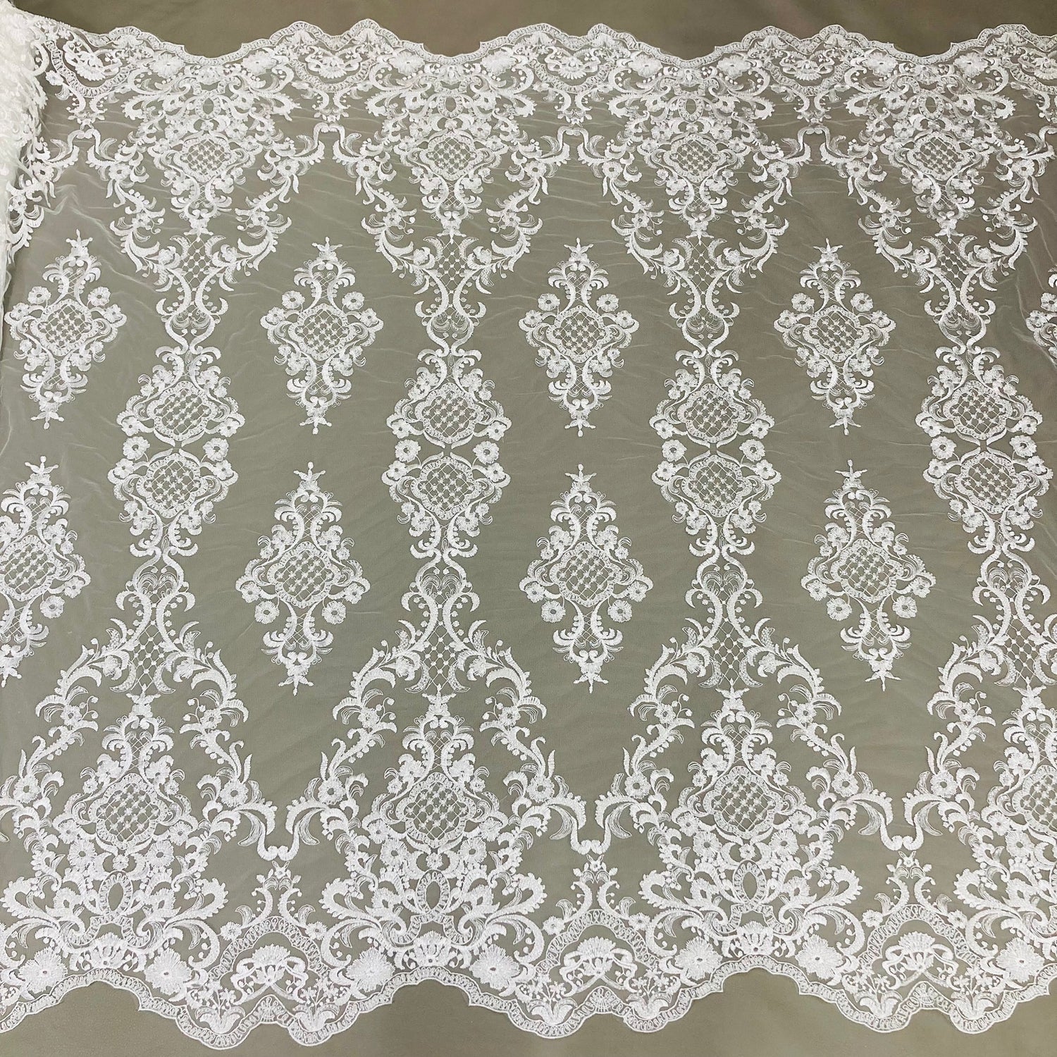 1 Yard Luxurious Beaded Lace Fabric Embroidered on Premium Polyester Mesh 53