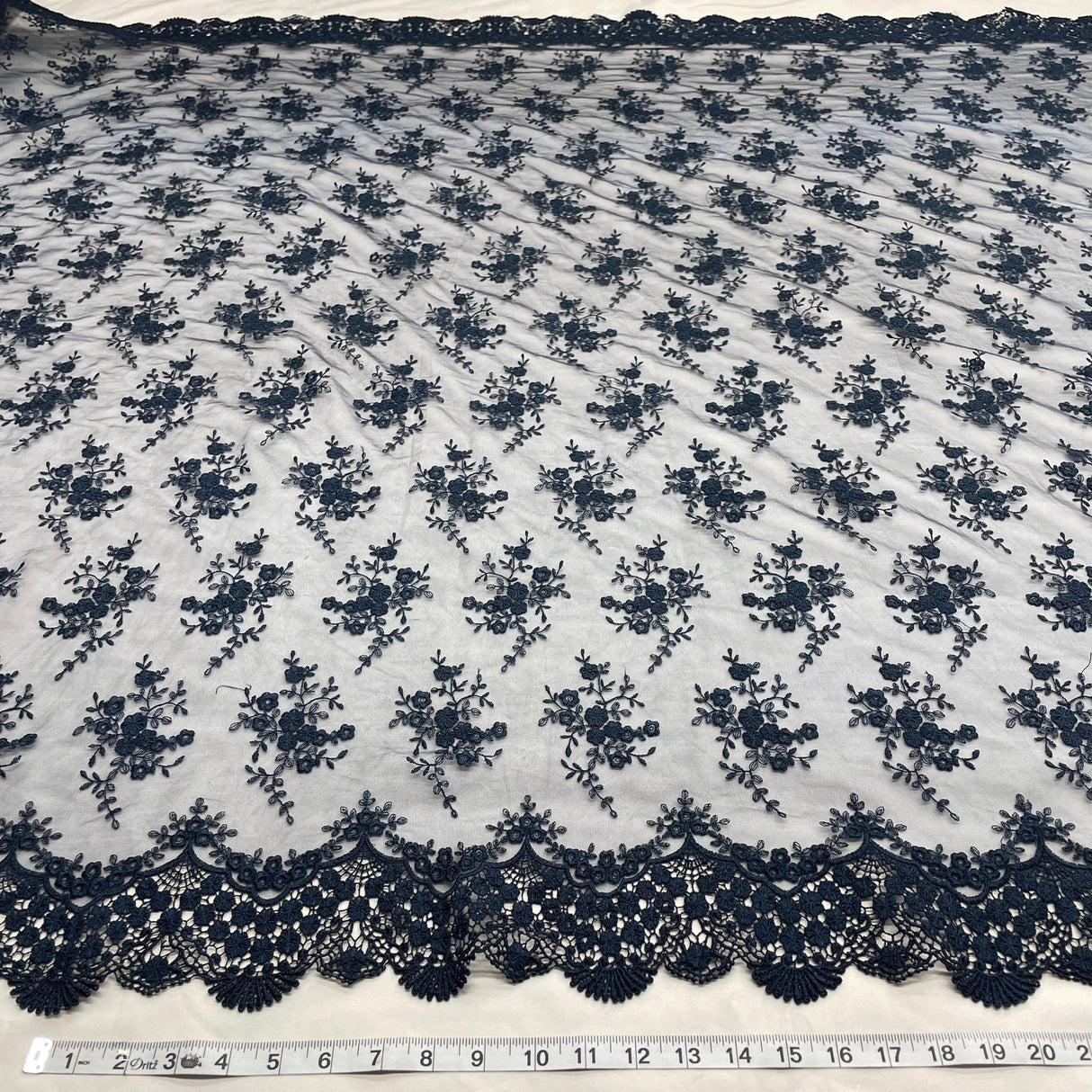 1 Yard Embroidered Lace Fabric Floral Elegant Net Mesh Wedding Dress 54" Width