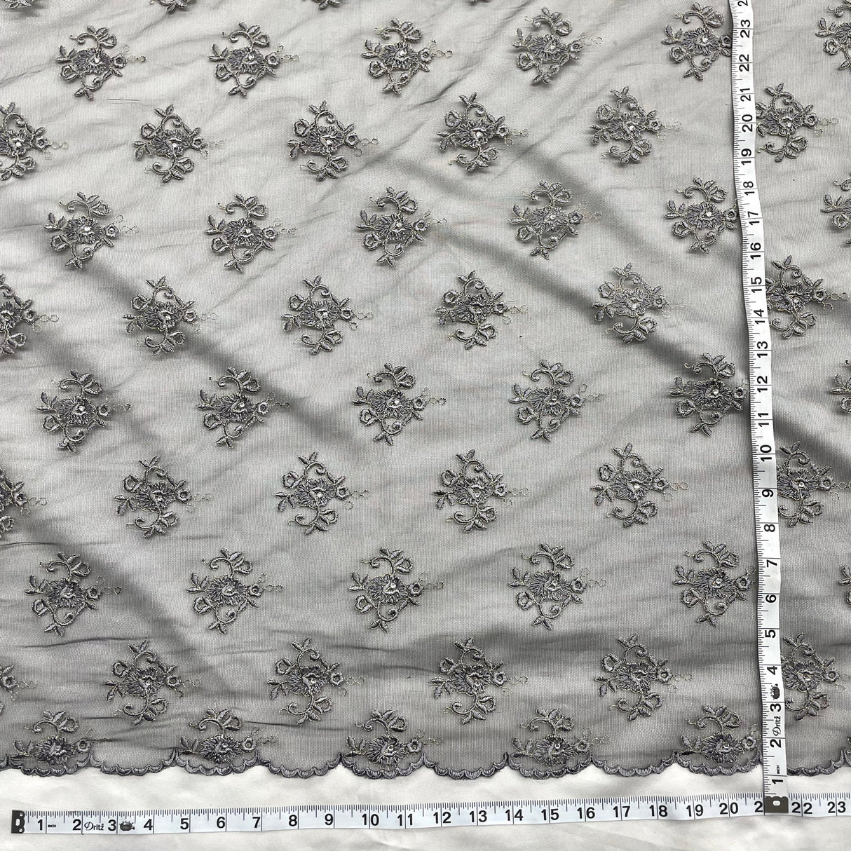 1 Yard Black Lilac Beaded Lace Fabric Embroidered on Polyester Net Mesh Elegant 52 Inch Width