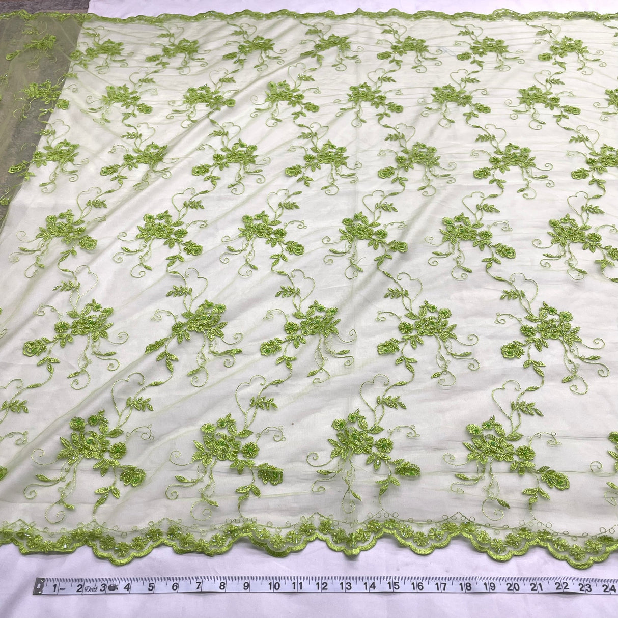 1 Yard Black Beaded Lace Fabric with Sequins and Pearls for Bridal and Evening Gowns, 51 Inches Wide