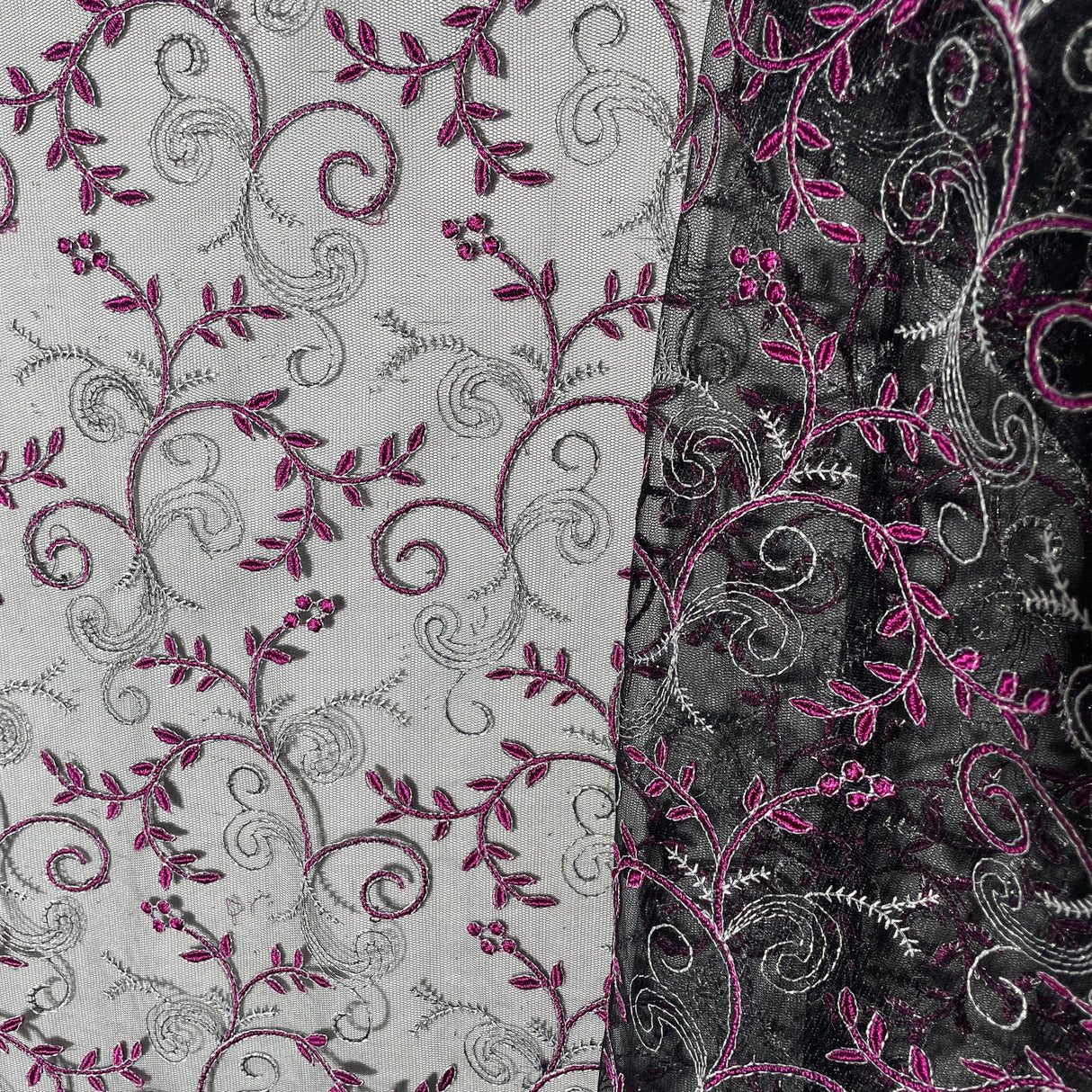 1 Yard Light Sage Embroidered Lace Fabric on Polyester Net Mesh 52 Inch Width