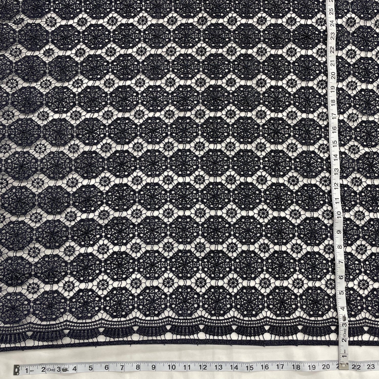 1 Yard Navy Floral Lace Fabric Embroidered on Percent Polyester Net Mesh Lightweight 45 Inch Width