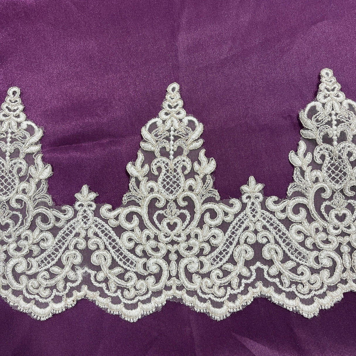 1 Yard Elegant Corded Floral Lace Trimming Embroidered on 100% Polyester Net Mesh for Wedding and Evening Dresses 6 Inch Width