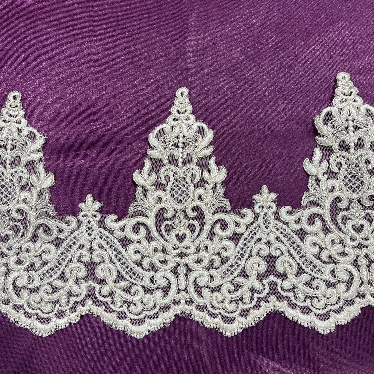 1 Yard Elegant Corded Floral Lace Trimming Embroidered on 100% Polyester Net Mesh for Wedding and Evening Dresses 6 Inch Width