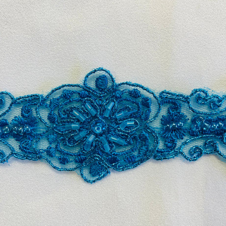 1 Yard Elegant Beaded and Corded Lace Trimming Embroidered on Durable Polyester Mesh for Dresses 2 Inch Width