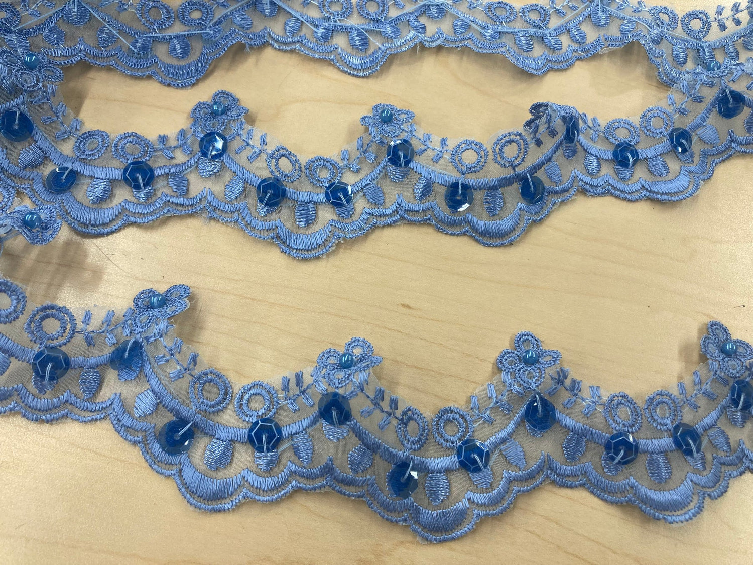 1 Yard Beaded Lace Trimming on Organza | 2.25" Wide | Decorative Beaded Trim for Bridal, Formalwear & Costumes